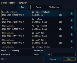 In-game game history viewer